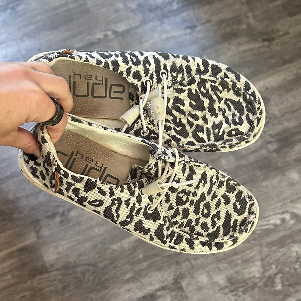 Hey Dude Women's Animal Print Casual Slip-On Shoes - Cream/Black